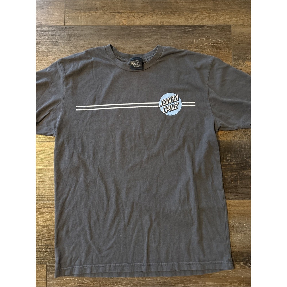 Santa Cruz the Original Skateboards Men's Large T Shirt Gray W/ Dot Logo Stripe